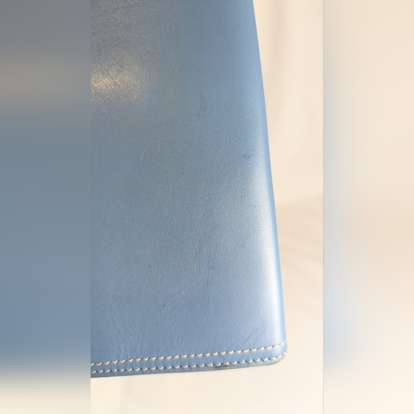 Coach Vintage Long Envelope Wallet Sky Blue Smooth Glove Tanned Leather Y2K - Picture 4 of 14